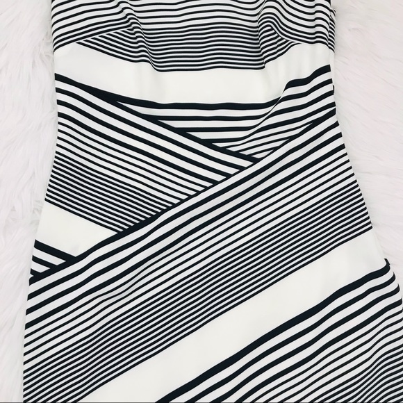 Lauren Ralph Lauren Black White Stripped Boat Neck Dress - Picture 3 of 10